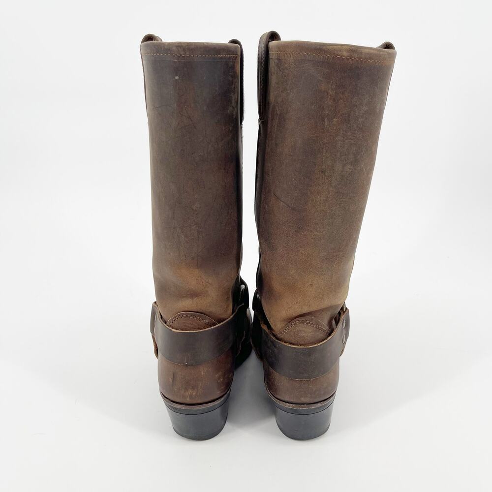 Frye Brown Leather Harness Heeled Boots - Picture 9 of 12